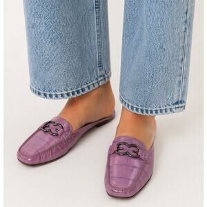 ESCADA Vintage Y2k 90s Backless Logo Loafers Square Toe Slip On Mule Flats